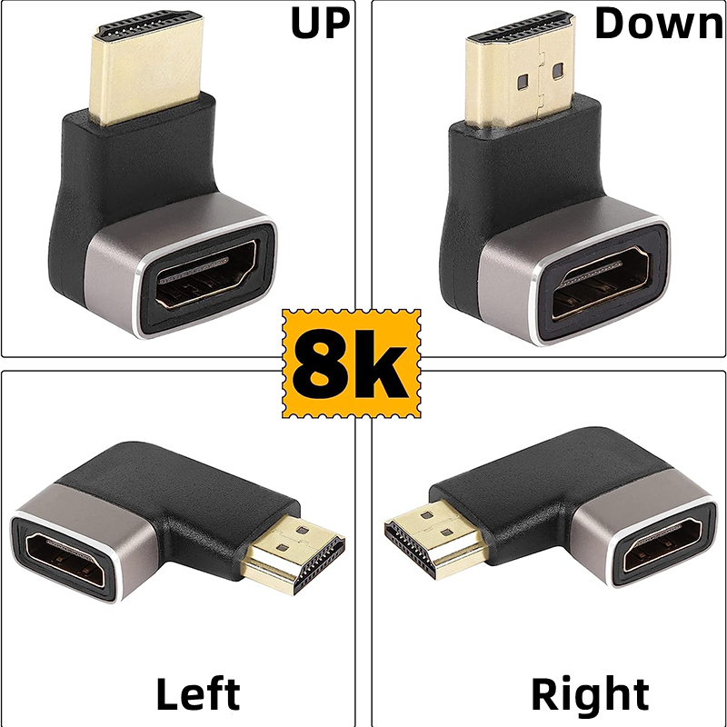 Hdmi Cable 2.1 - Ângulo reto-macho para adaptador fêmea, extensor