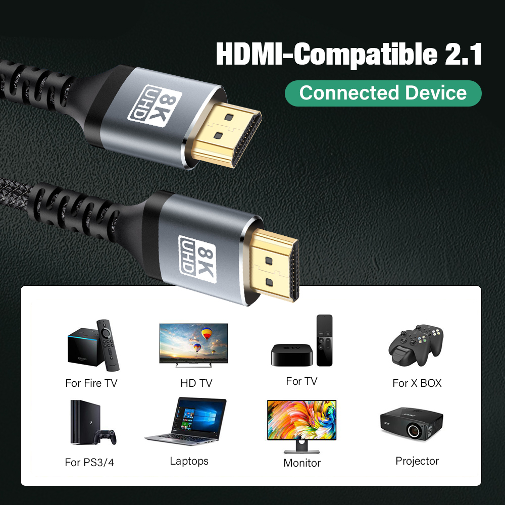 8k 60hz 4k 120hz hdmi 2.1 cabo - Hdmi Cable 2.1 avaliação e preço