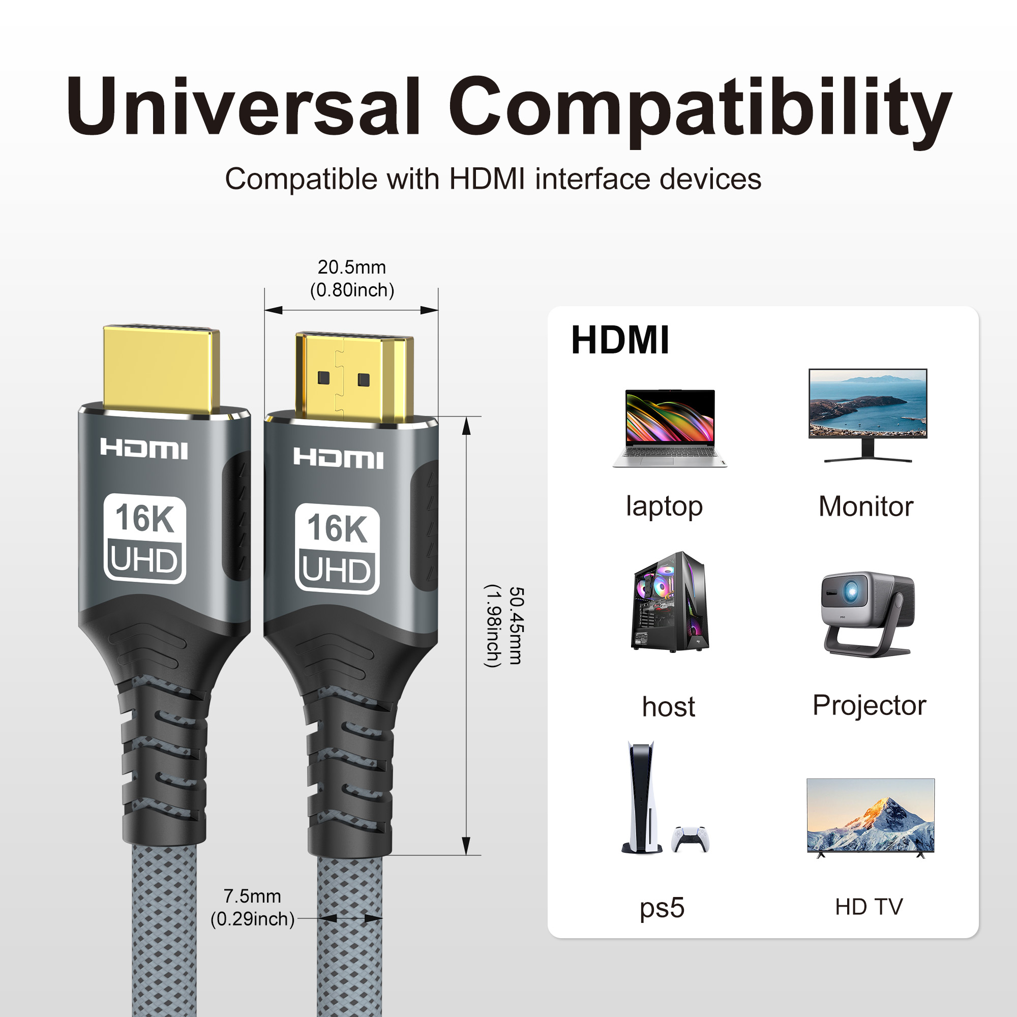 Cabo HDMI 2.2 de 16K, 96 Gbps, - Hdmi Cable 2.1 avaliação e preço